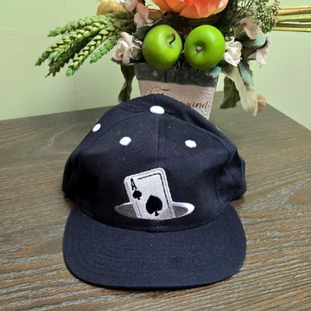 NEW Black White Cap Ace of Spades Embroidery